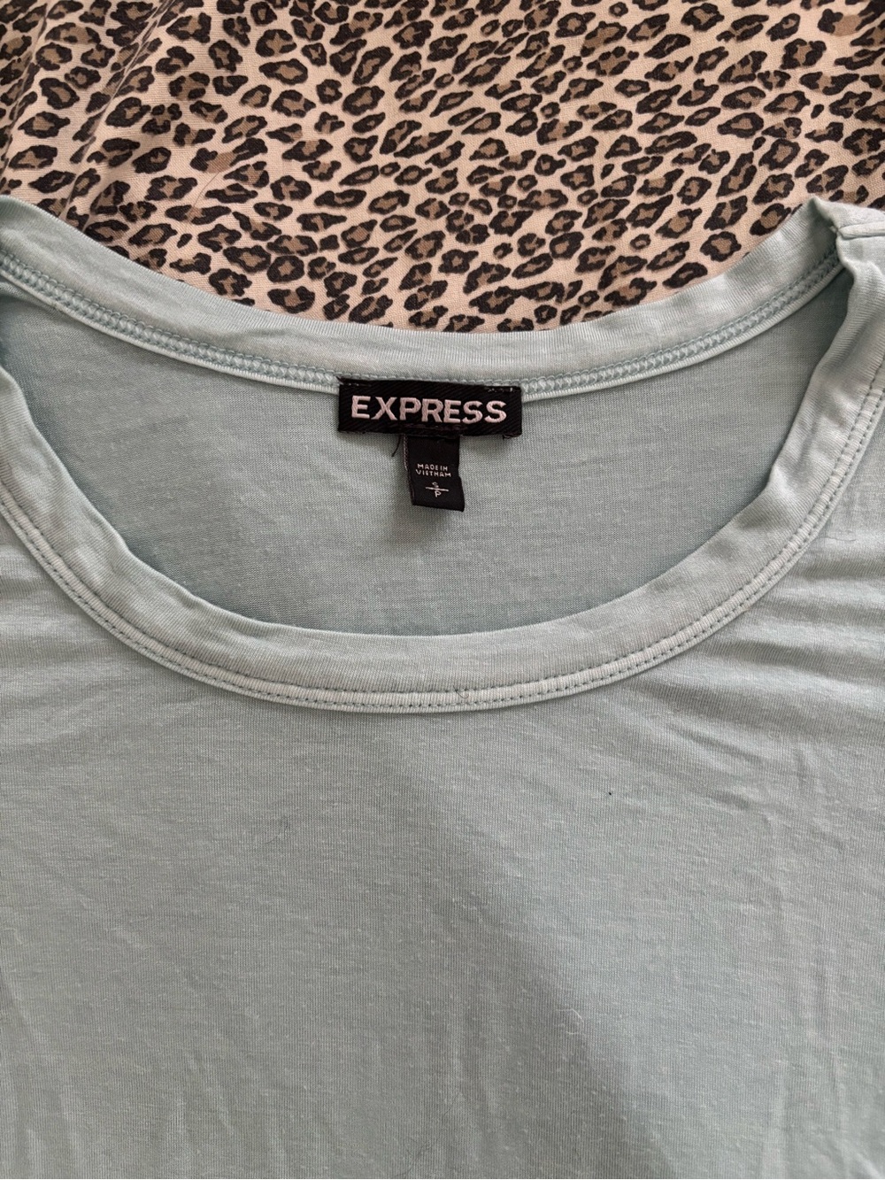 Express Light Blue Ruffle Sleeve Tee - Picture 2 of 2